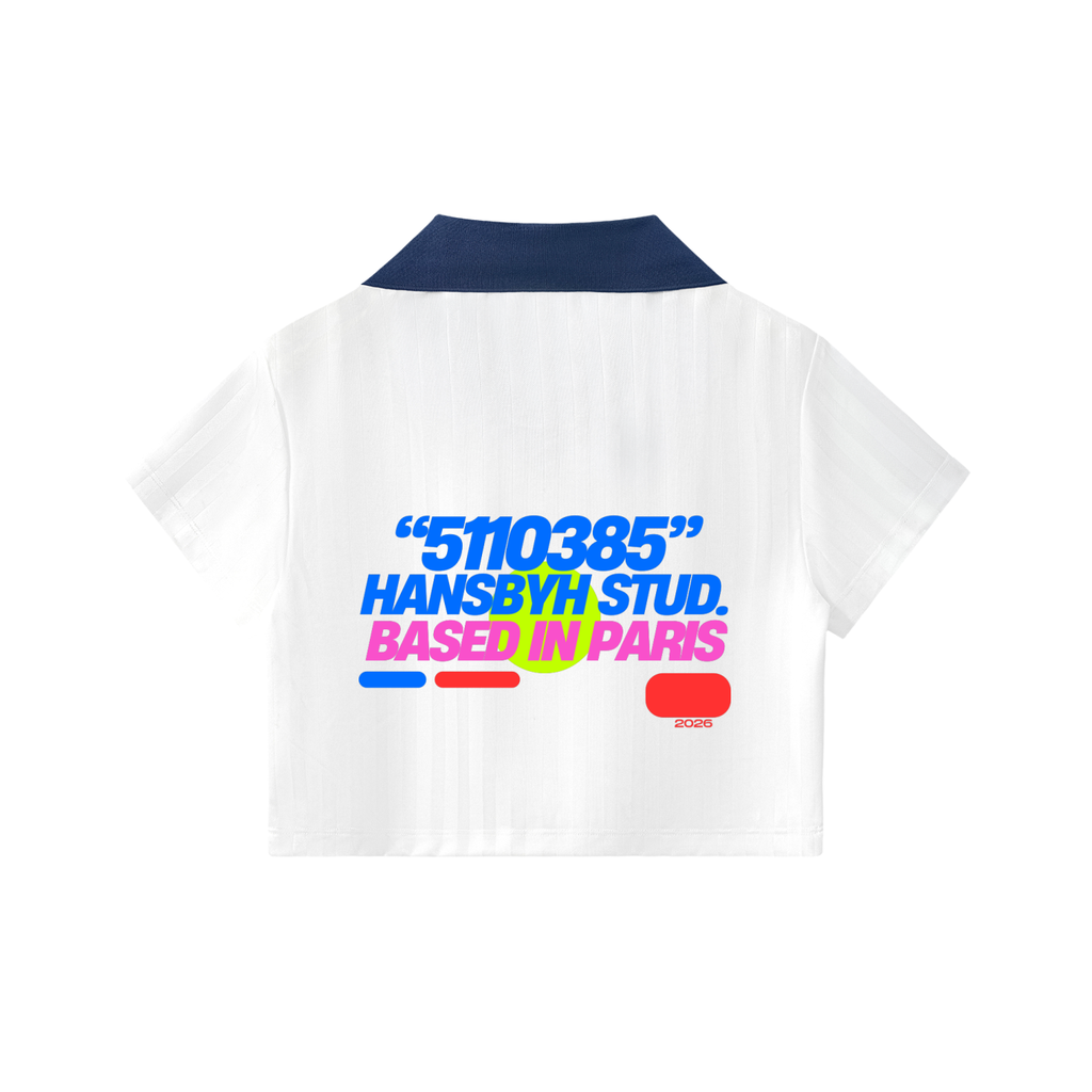 Contrast Collar Striped Cropped Jersey