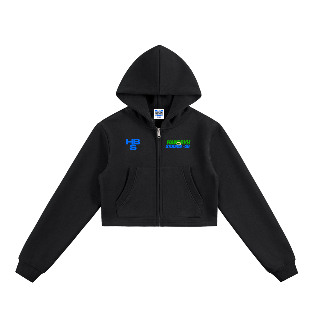 Essential Cropped Zip-Up Hoodie
