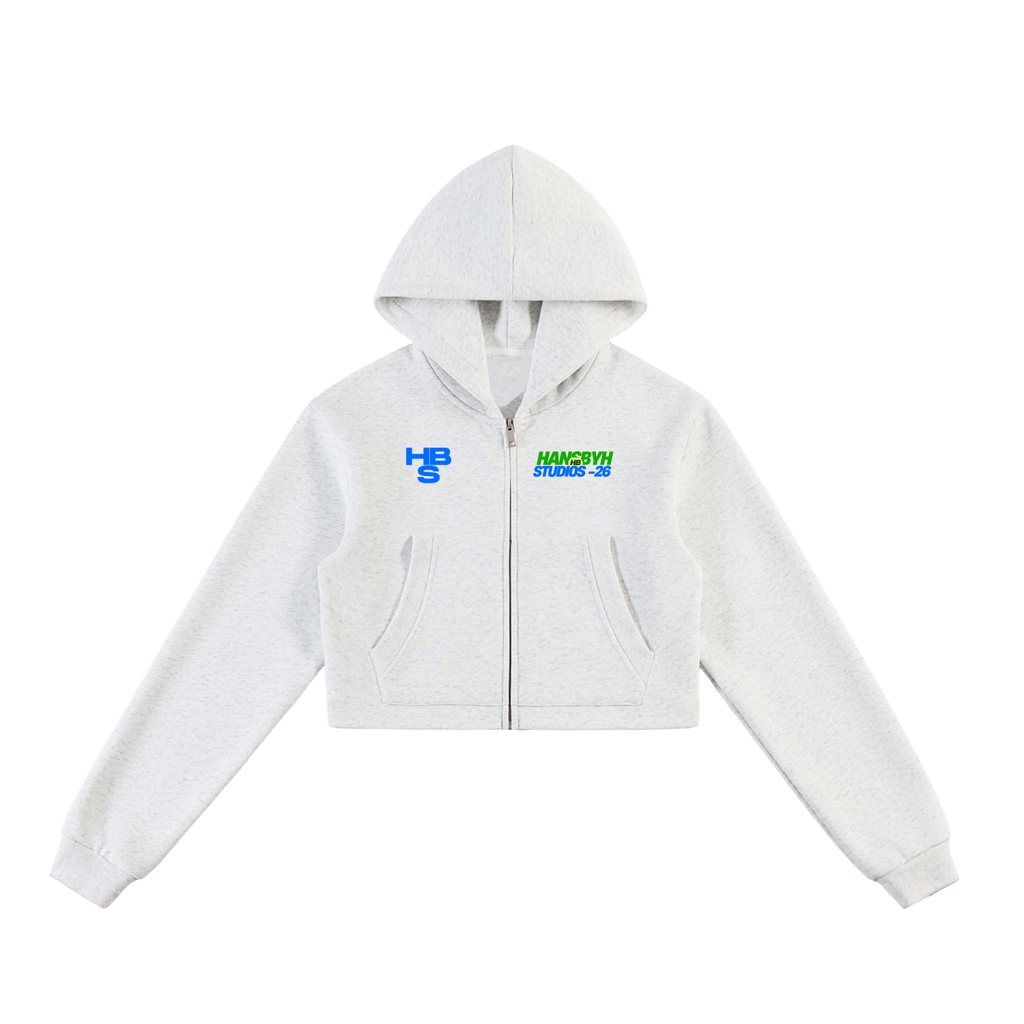 Essential Cropped Zip-Up Hoodie