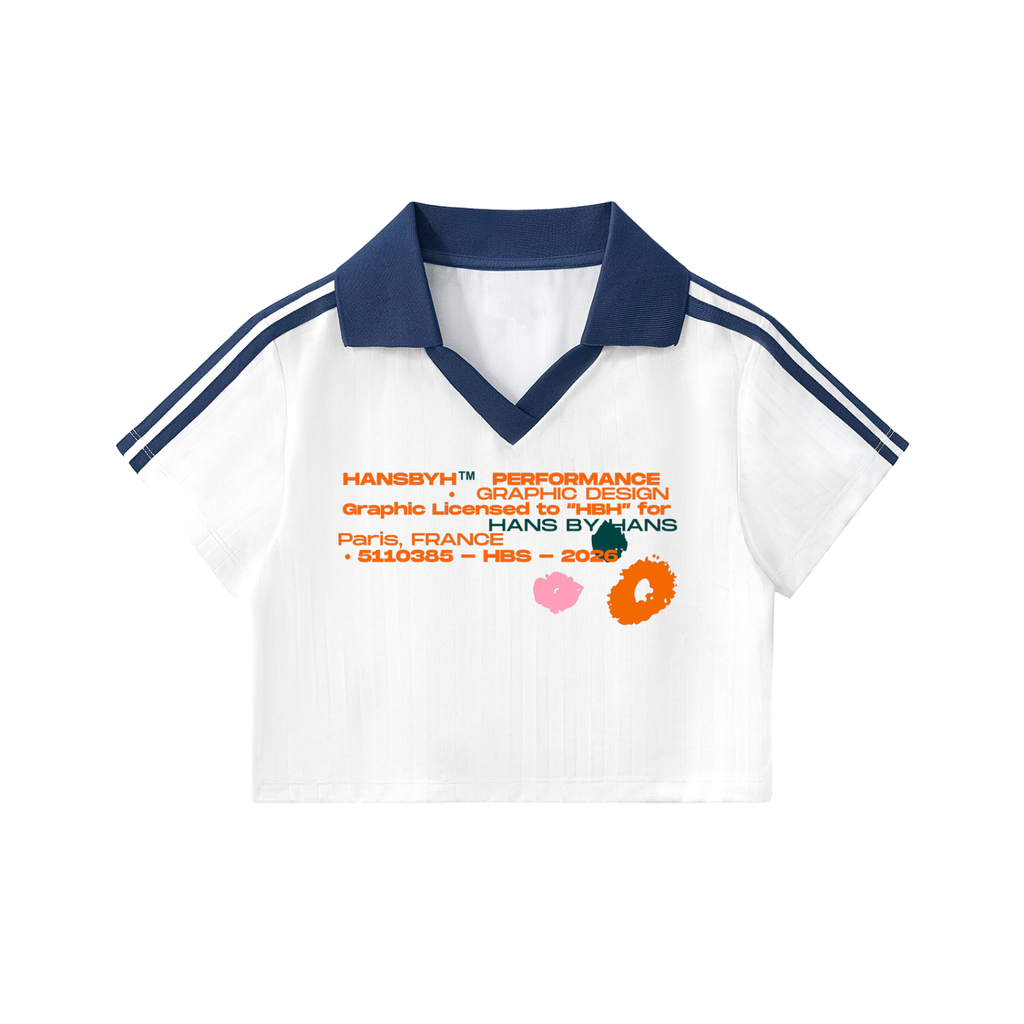 Contrast Collar Striped Cropped Jersey