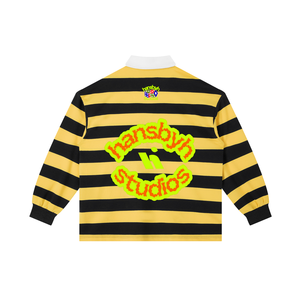 "HANSBYH" Color Block Stripe Polo Shirt