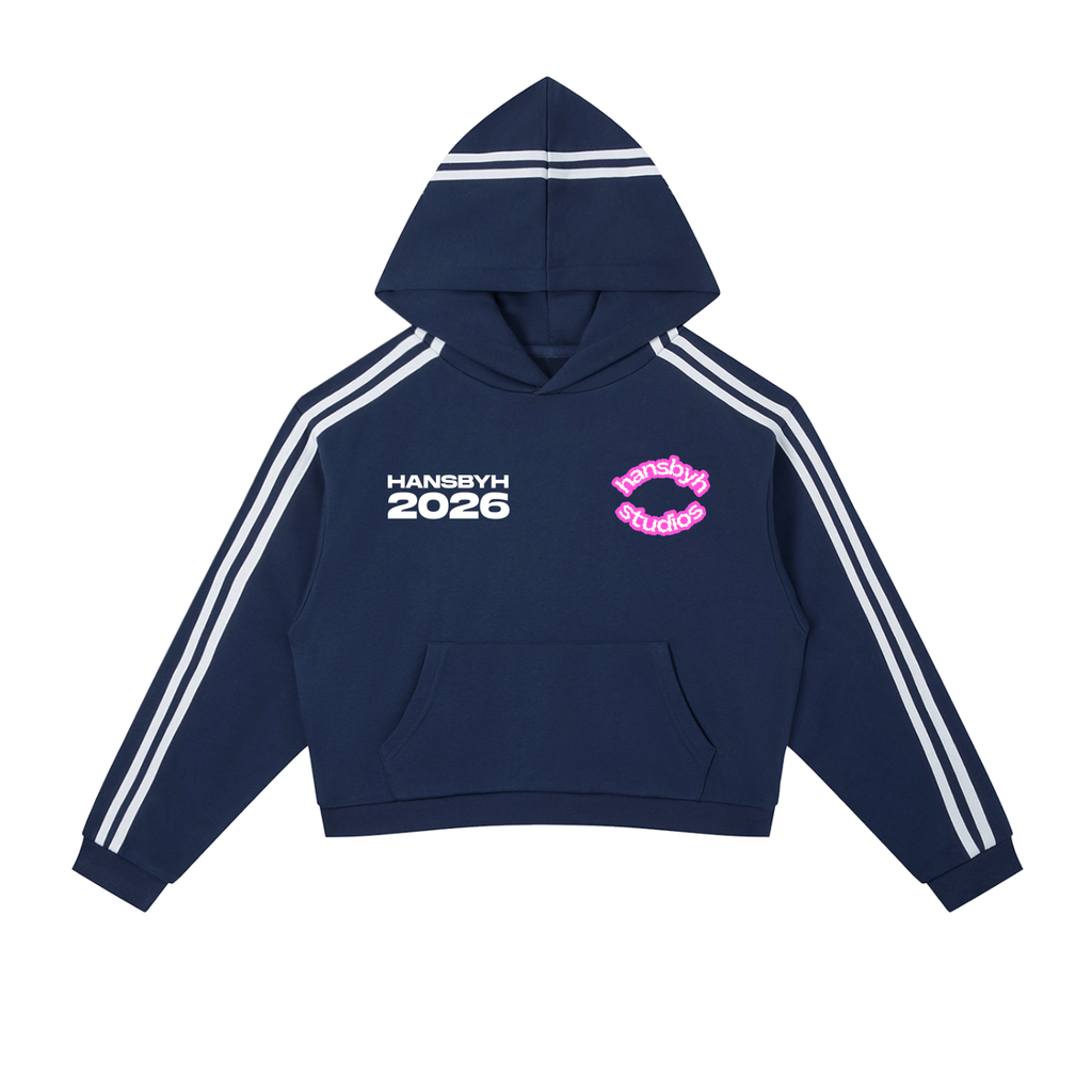 Contrast Side Stripe Cropped Hoodie