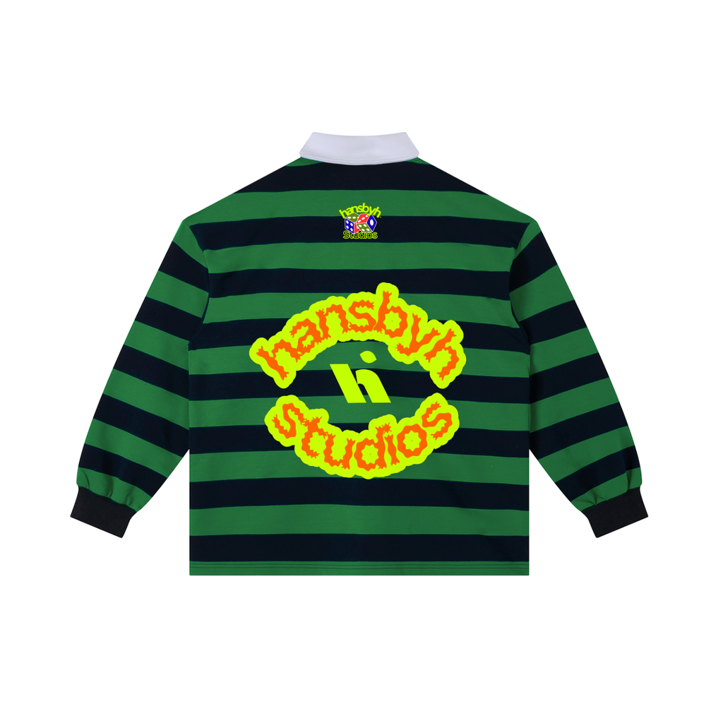 "HANSBYH" Color Block Stripe Polo Shirt