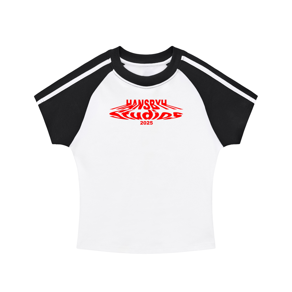 Contrast Stripes Bodycon Raglan  Sleeve T-Shirt