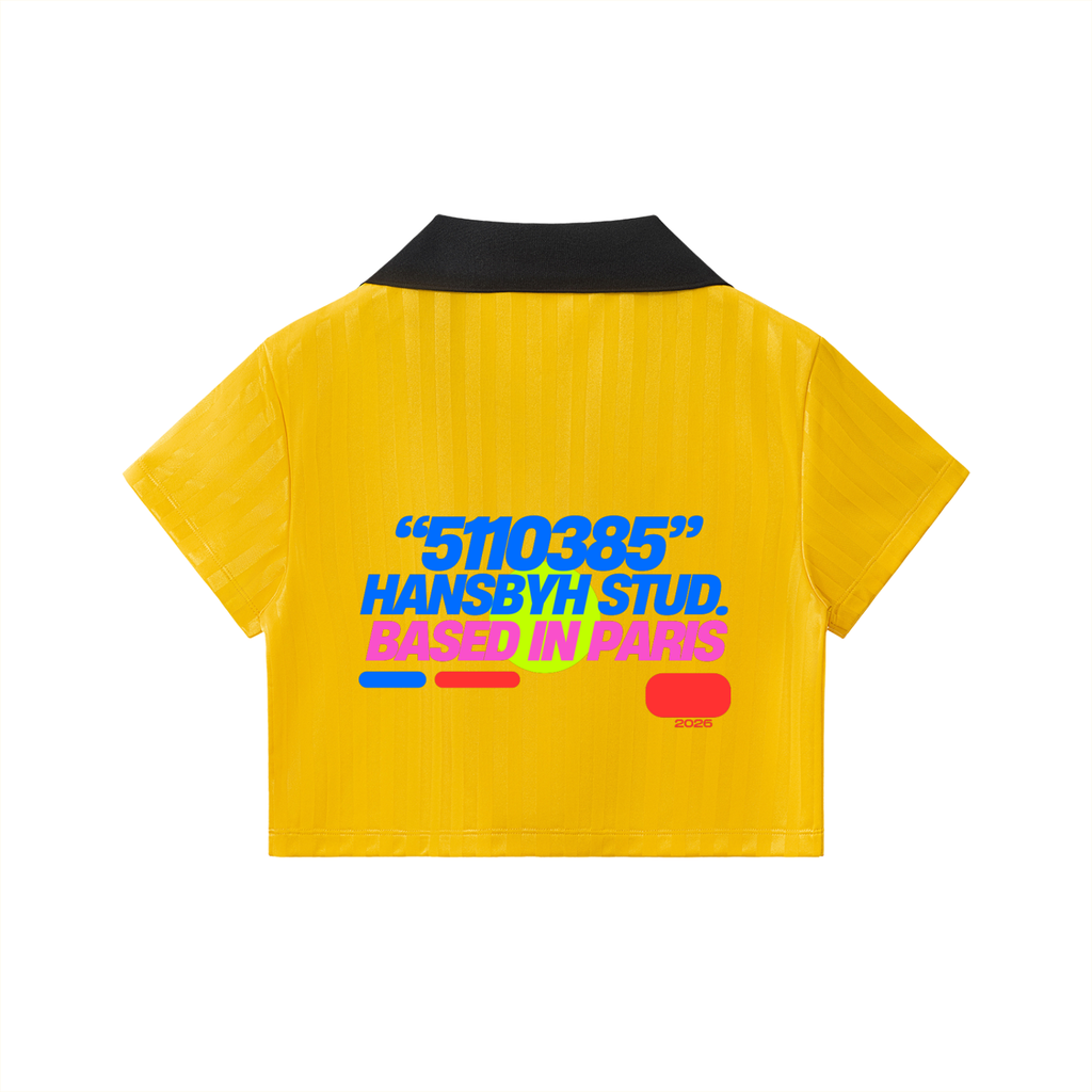 Contrast Collar Striped Cropped Jersey