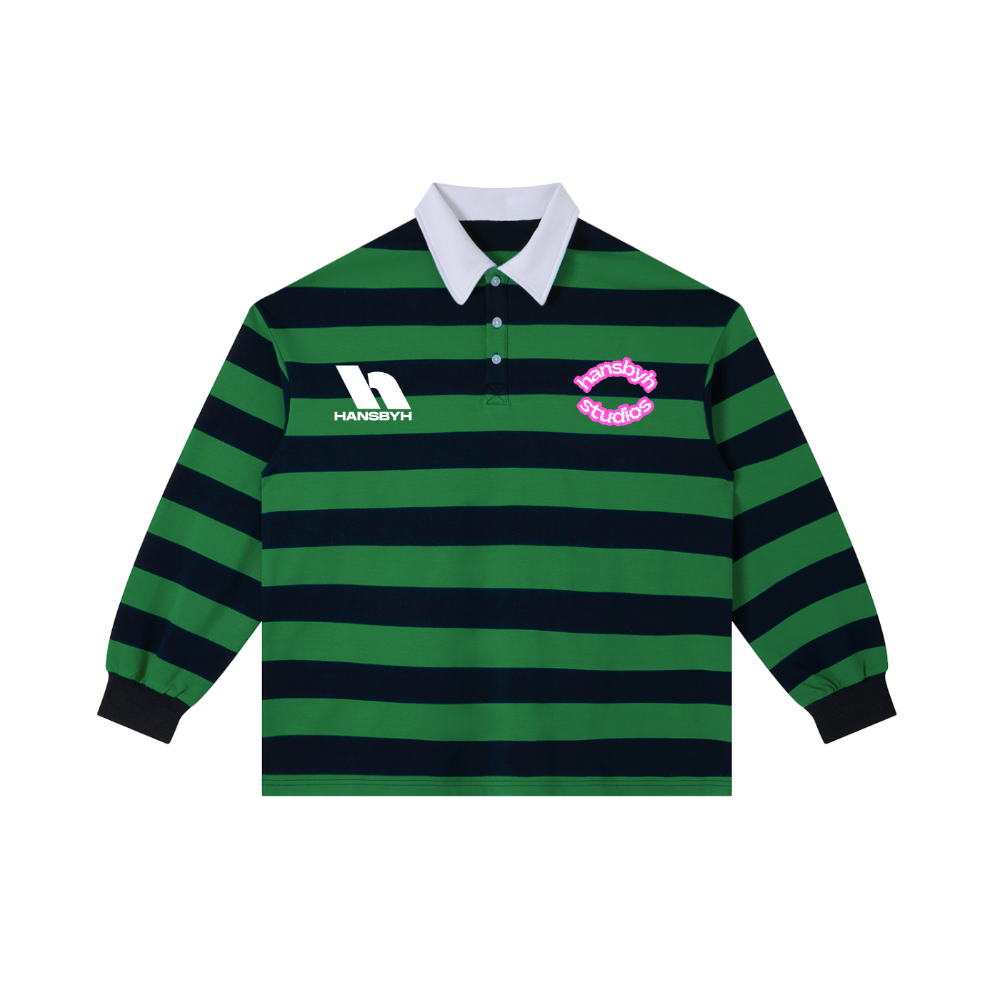 "HANSBYH" Color Block Stripe Polo Shirt