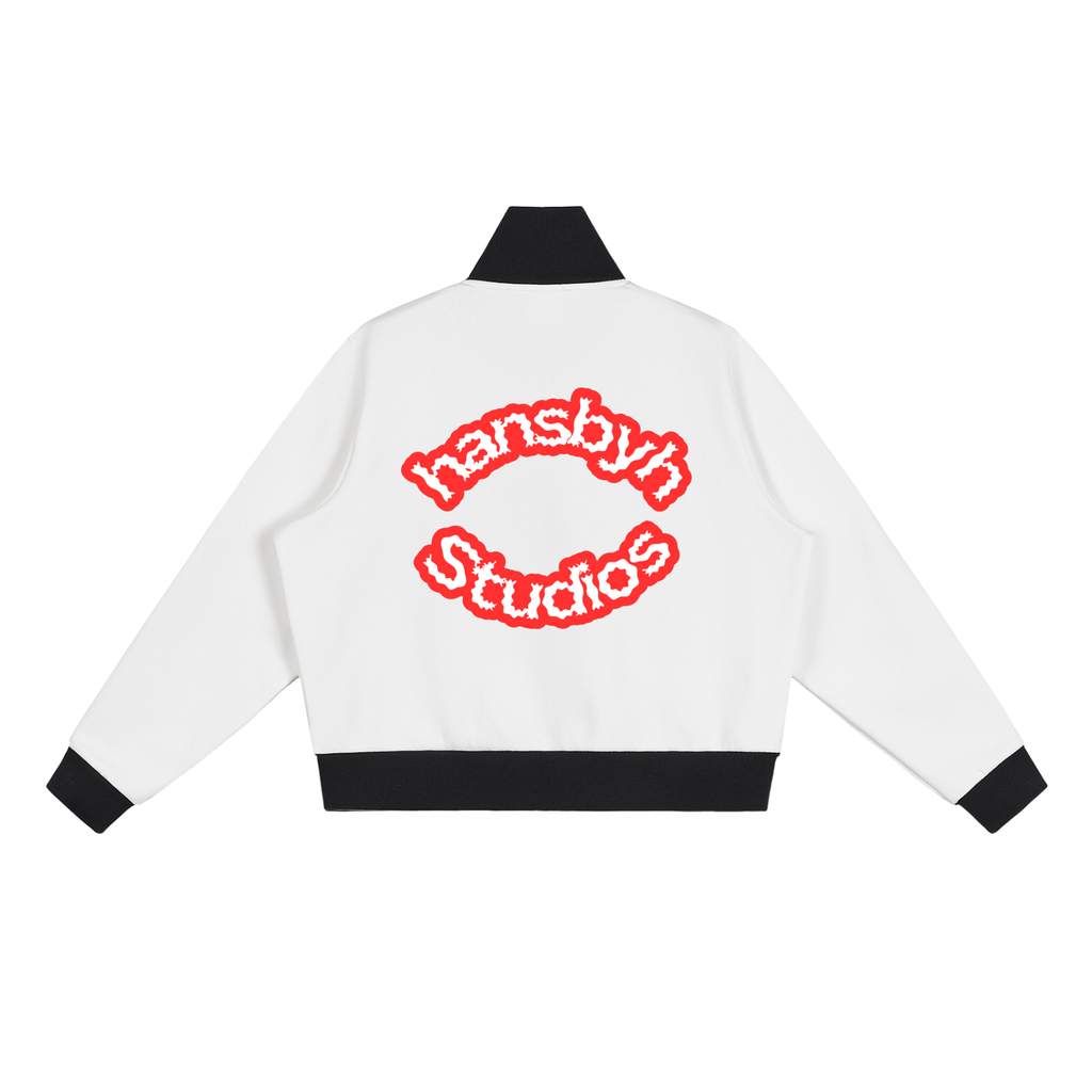 Women Contrast Side Stripe Fleece Cropped Track Jacket