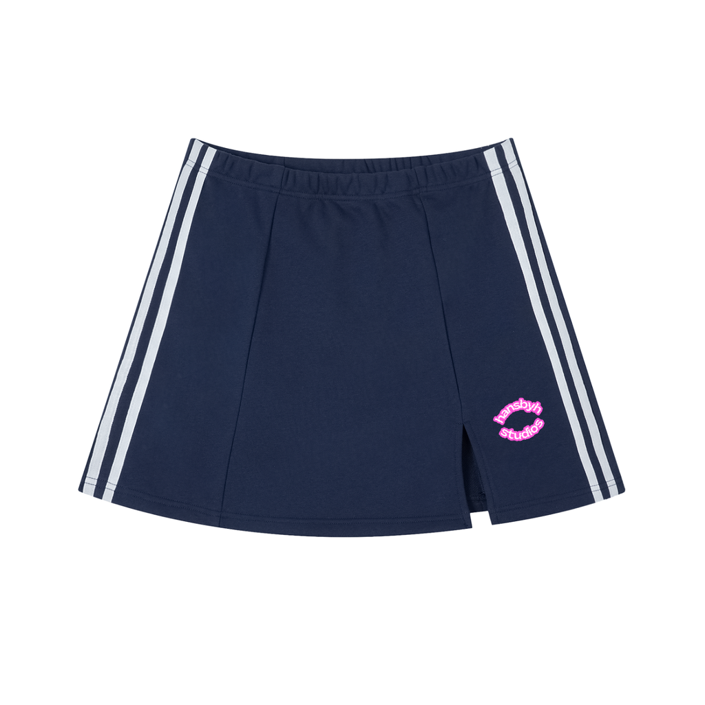 Contrast Side Stripe Slit Skirt