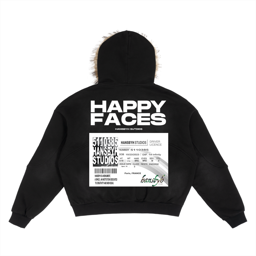 Sun Fade Boxy Detachable Fur Hoodie