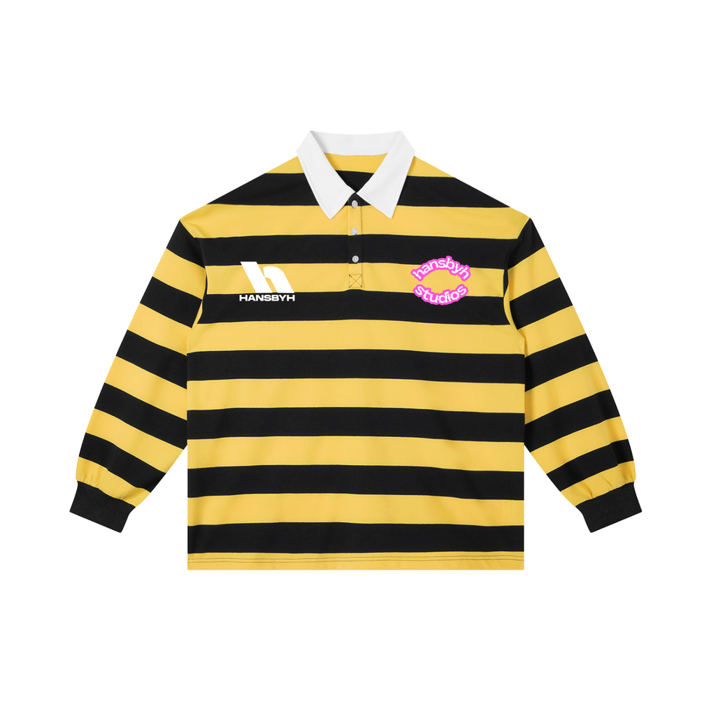 "HANSBYH" Color Block Stripe Polo Shirt