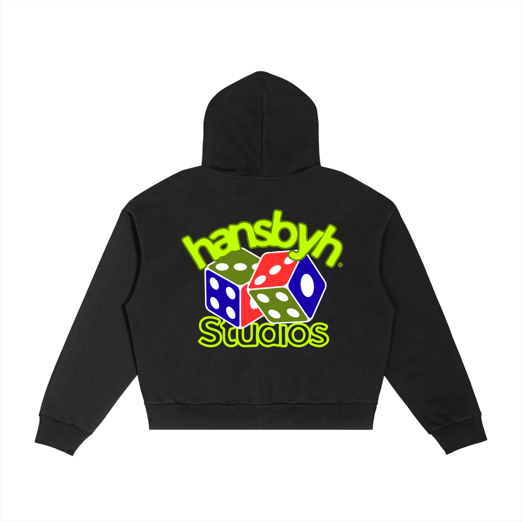 Contrast Plaid Boxy Zip Hoodie