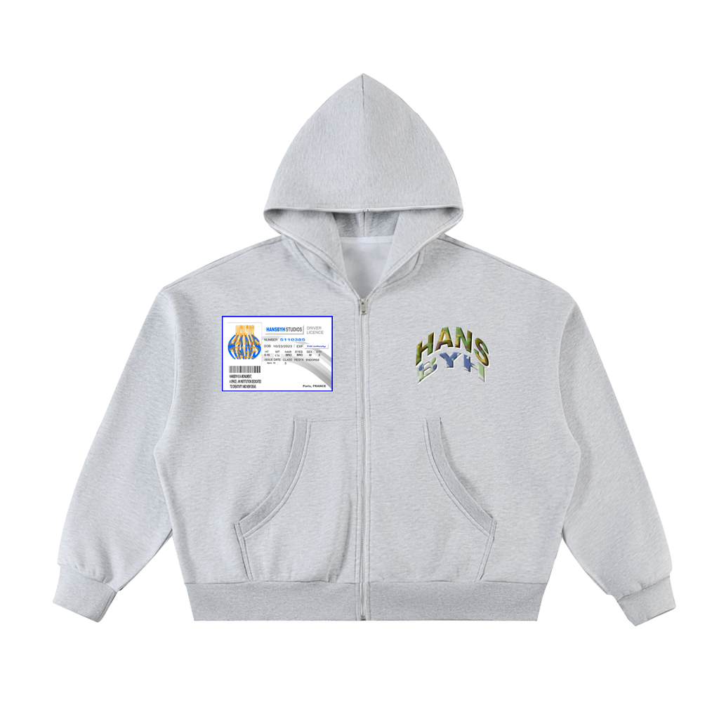 HANSBYH Fleeced Full-Zip Boxy Hoodie