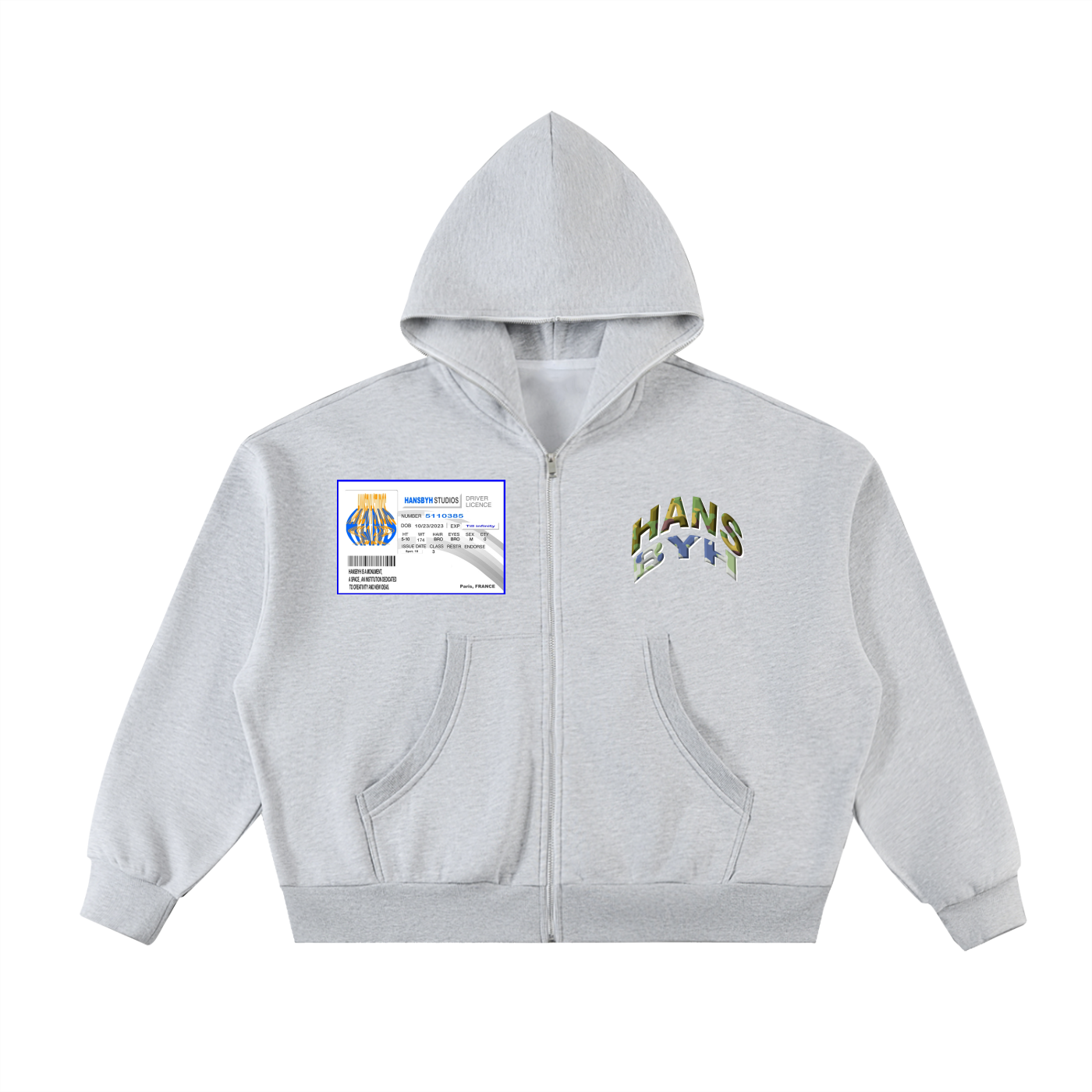 HANSBYH Fleeced Full-Zip Boxy Hoodie