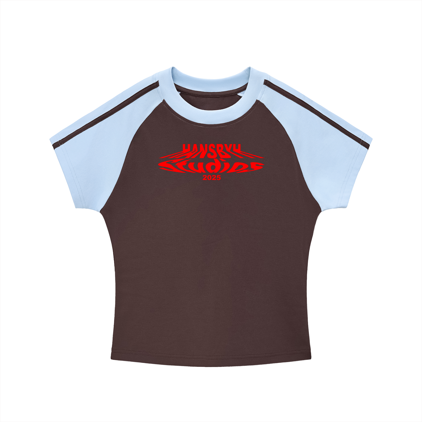 Contrast Stripes Bodycon Raglan  Sleeve T-Shirt