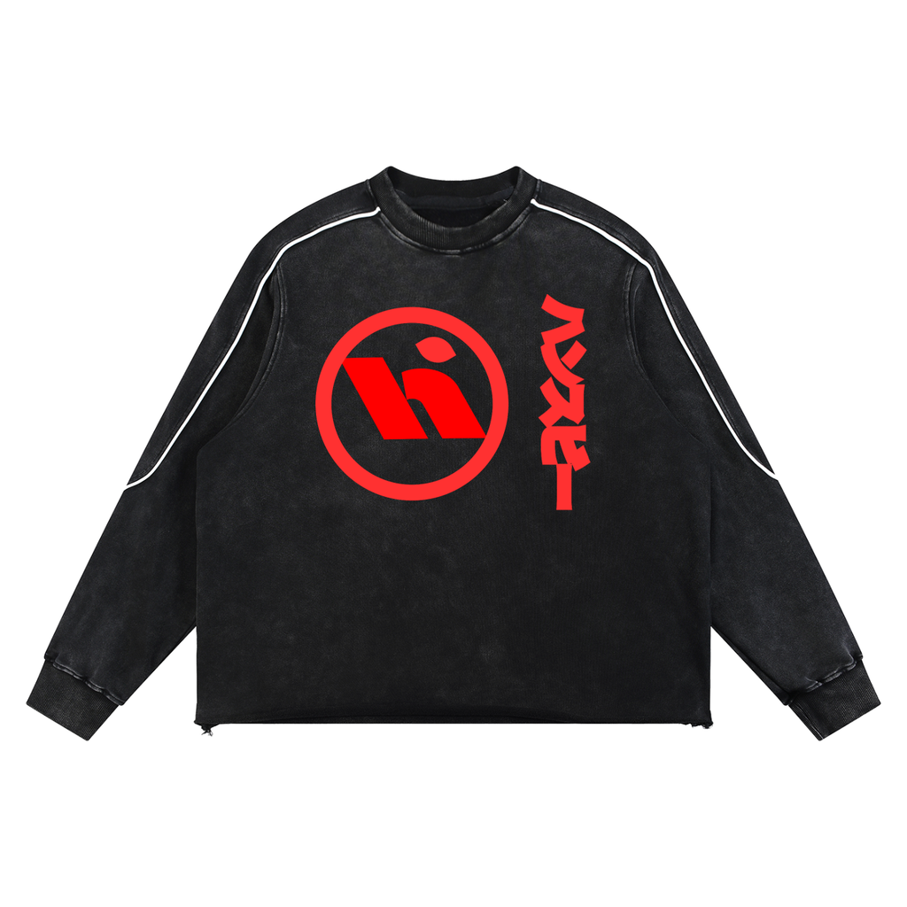 Mineral Wash Piping Raw Hem Sweatshirt