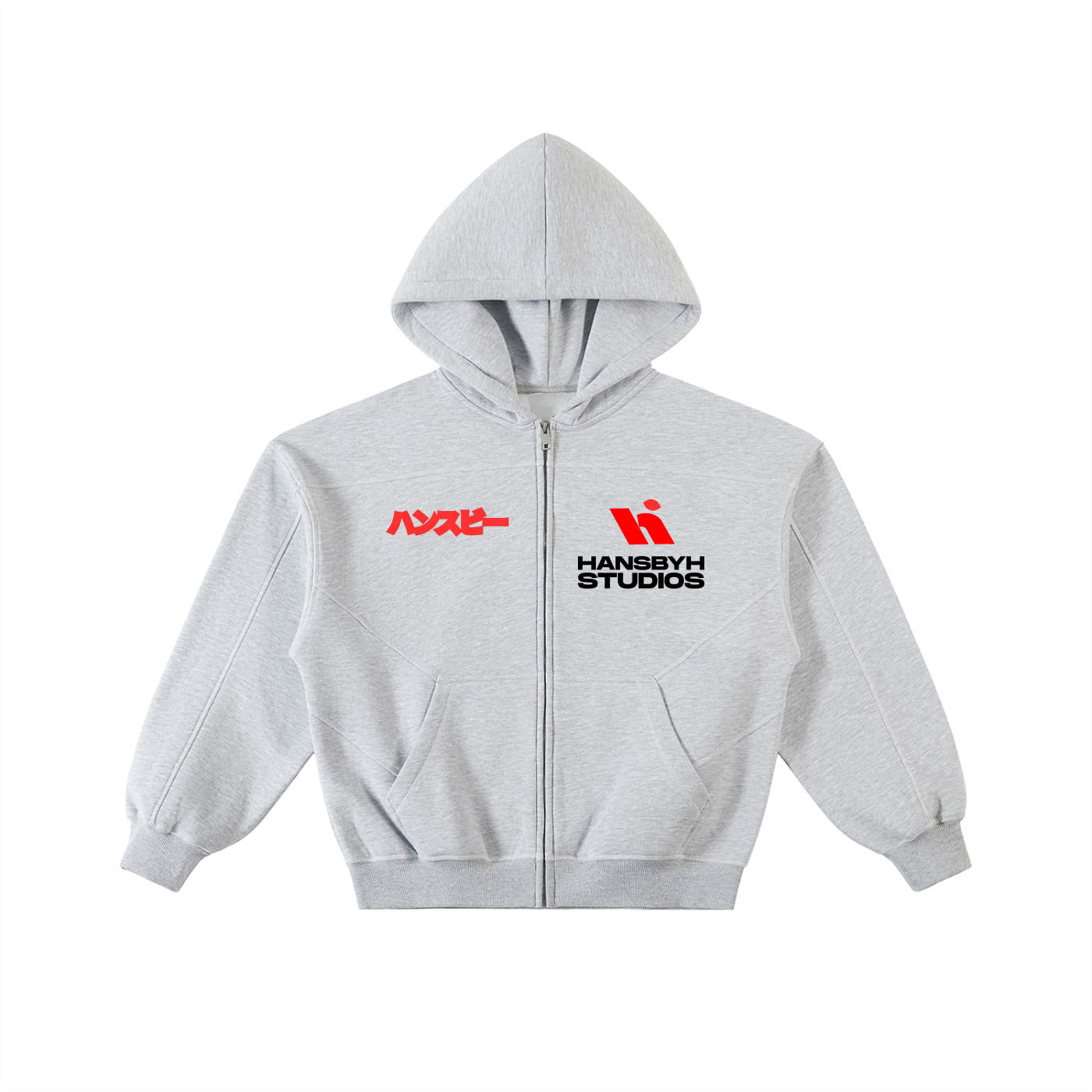 Contrast-Stitched Boxy Fleece Zip Hoodie