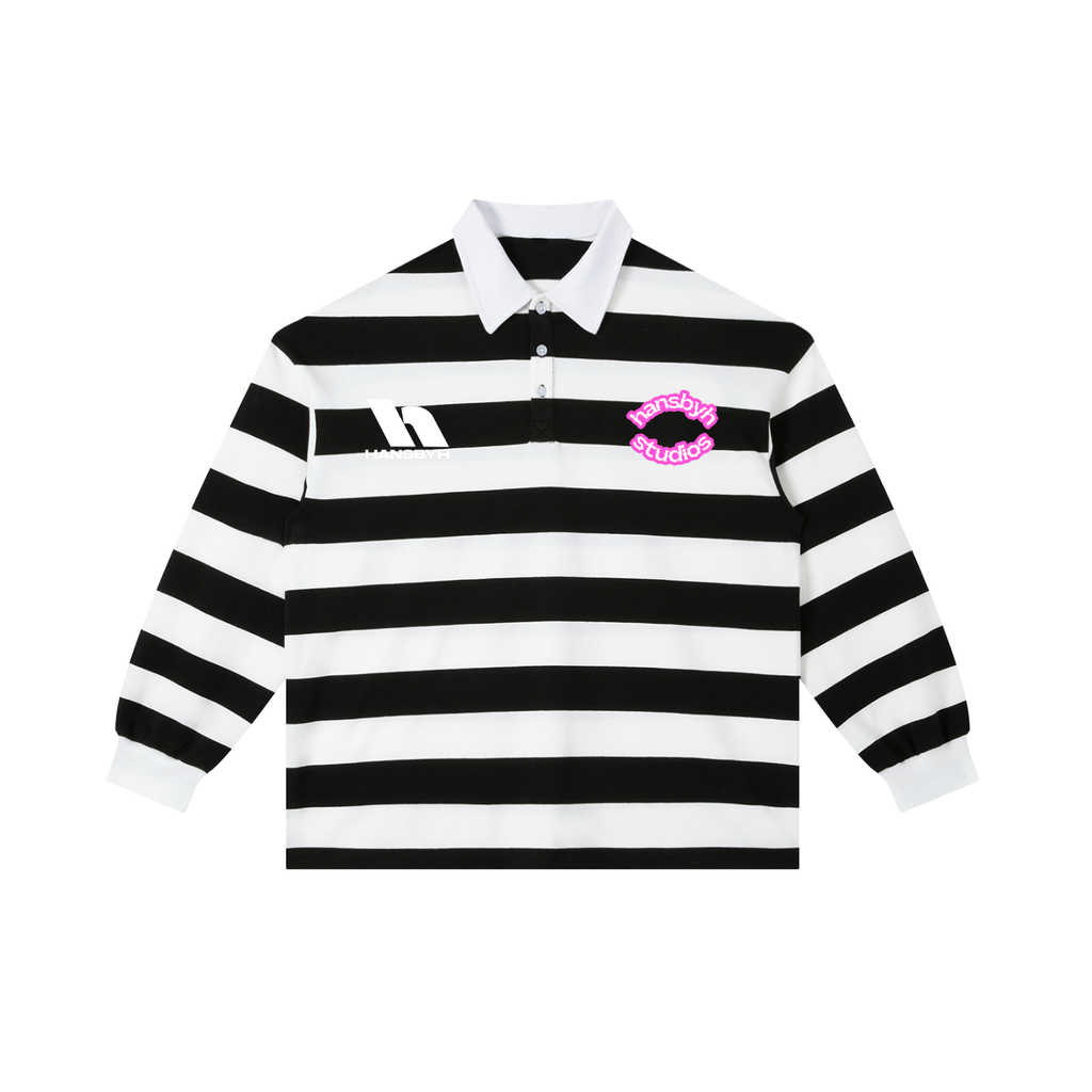 "HANSBYH" Color Block Stripe Polo Shirt