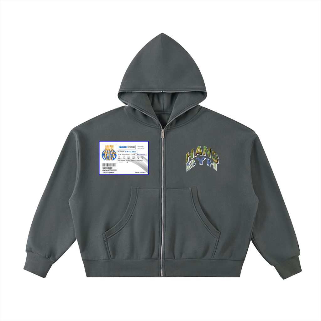 HANSBYH Fleeced Full-Zip Boxy Hoodie