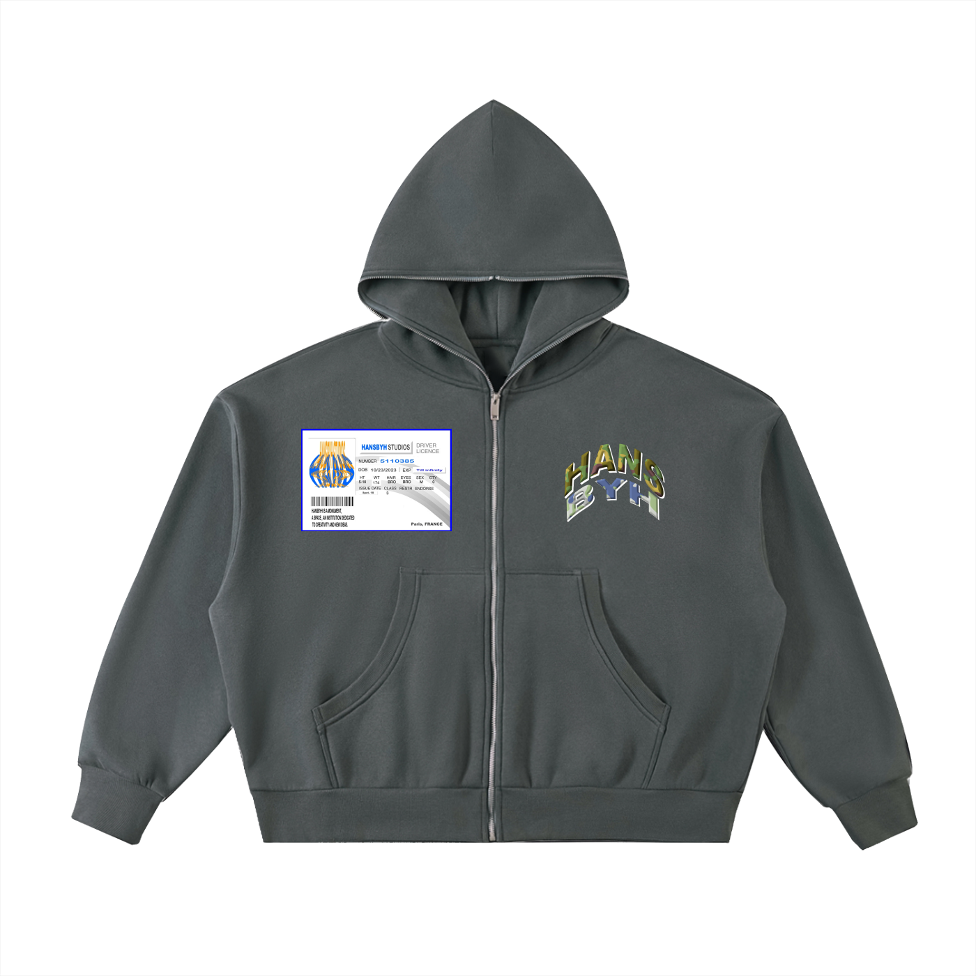 HANSBYH Fleeced Full-Zip Boxy Hoodie