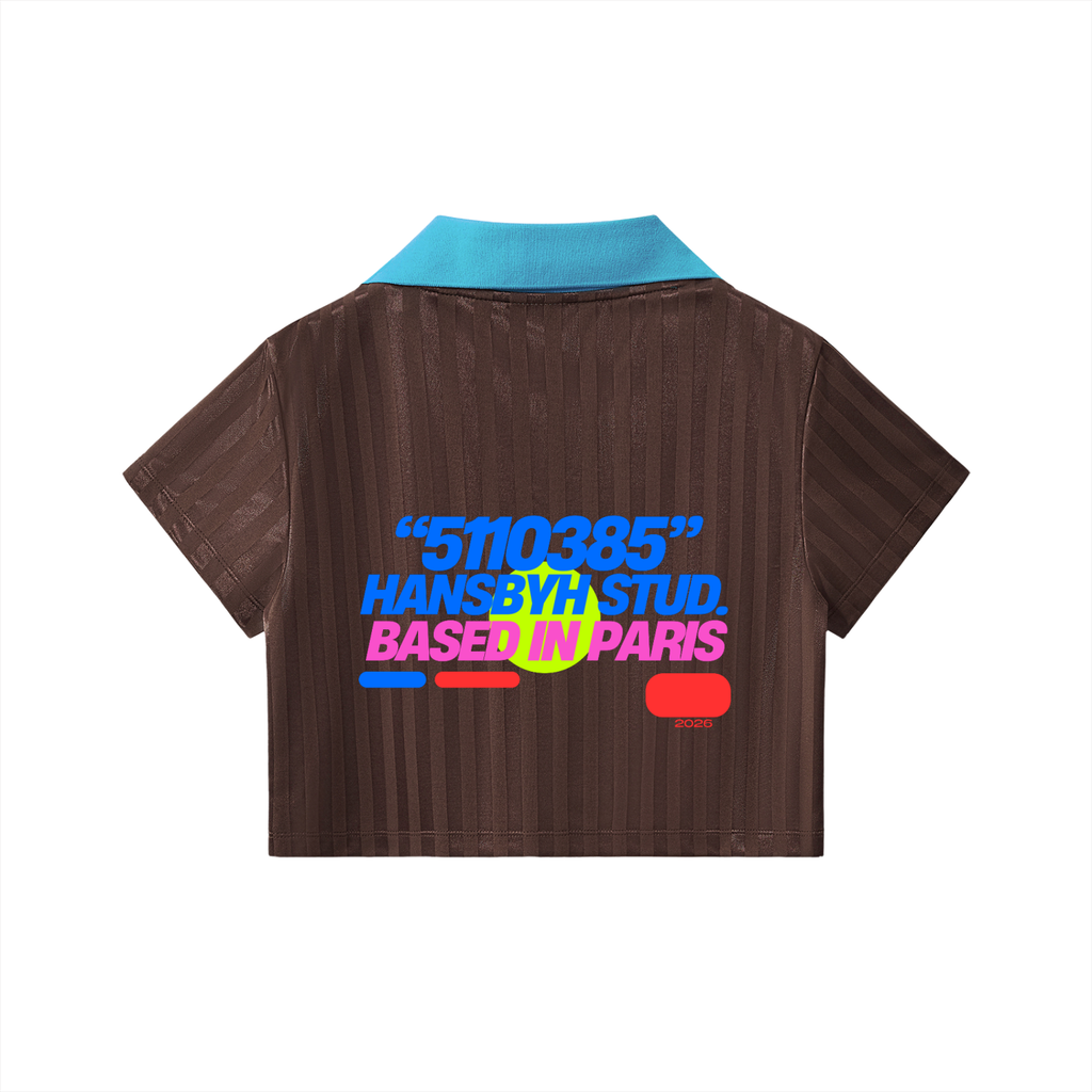 Contrast Collar Striped Cropped Jersey