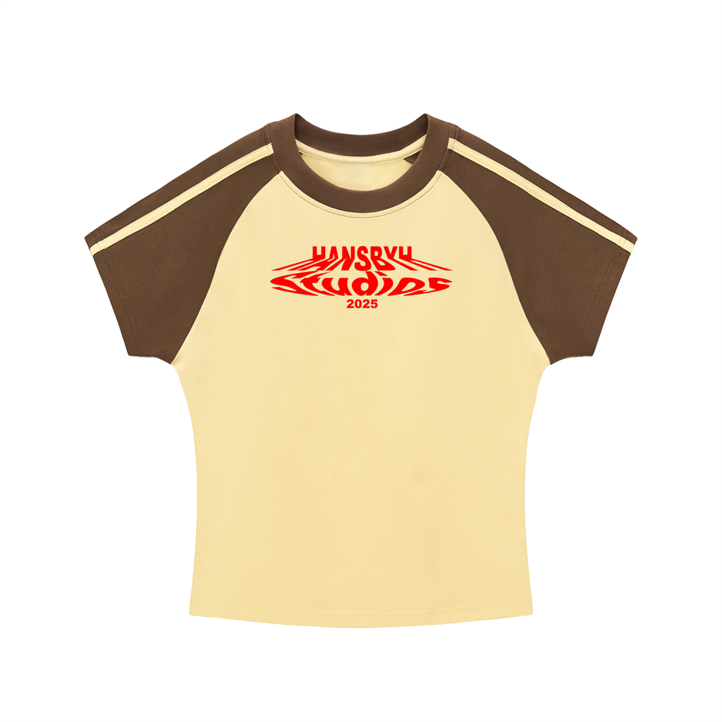 Contrast Stripes Bodycon Raglan  Sleeve T-Shirt