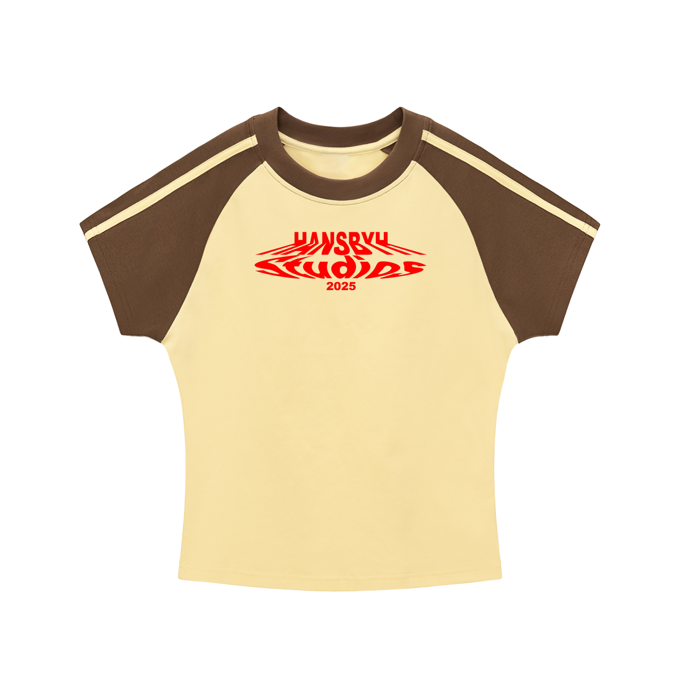 Contrast Stripes Bodycon Raglan  Sleeve T-Shirt