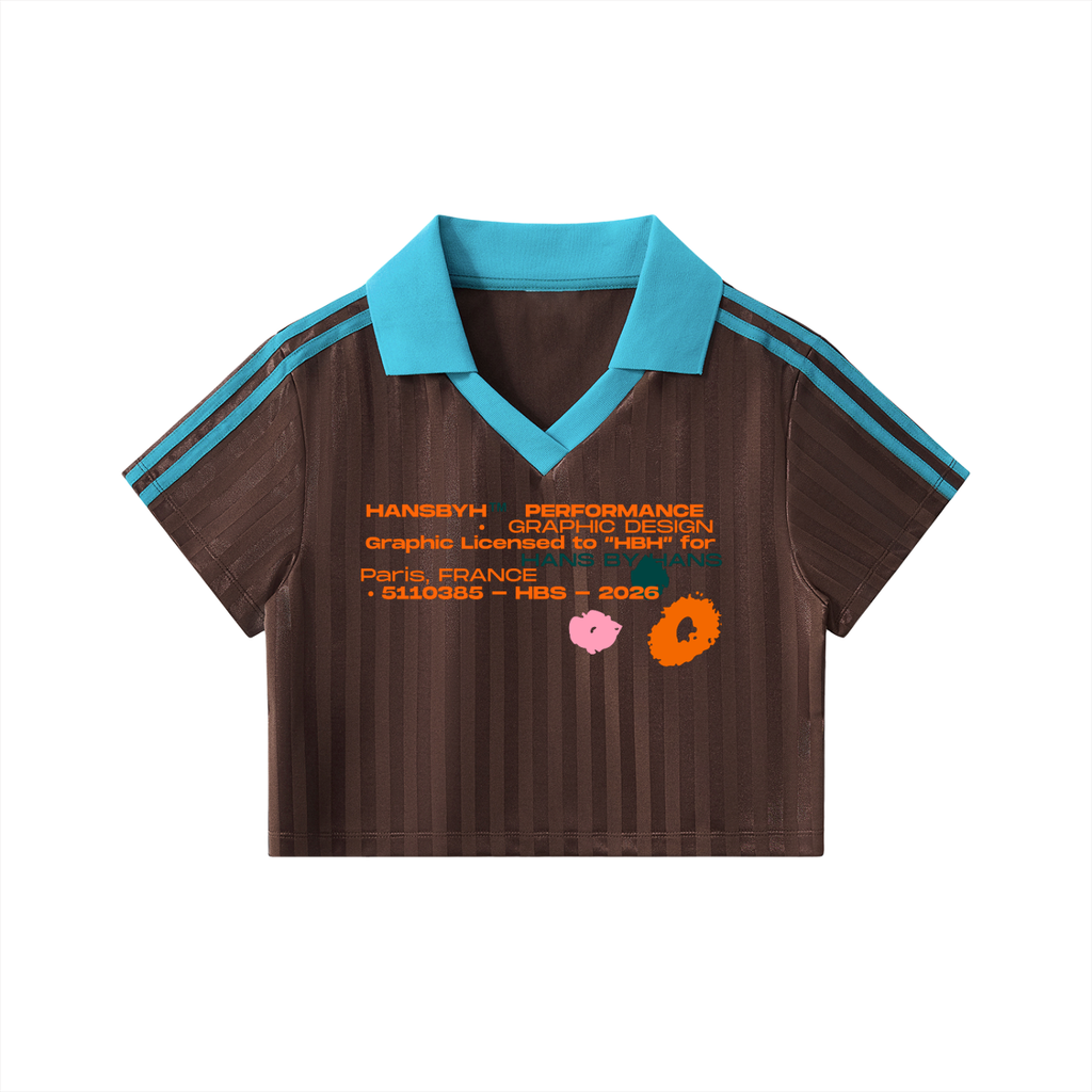 Contrast Collar Striped Cropped Jersey