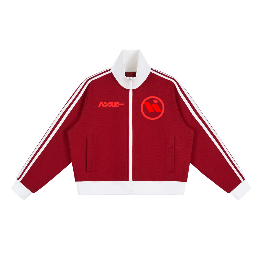 Women Contrast Side Stripe Fleece Cropped Track Jacket