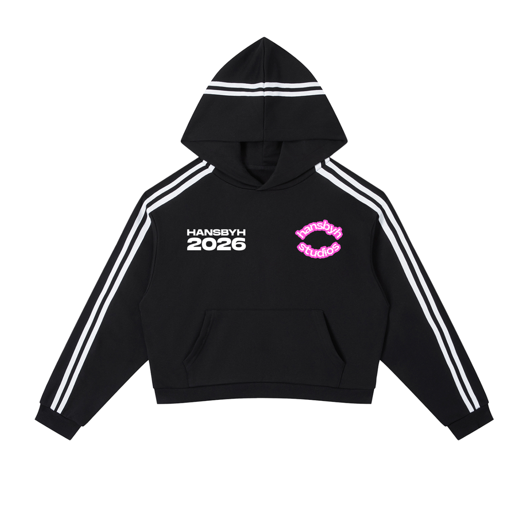 Contrast Side Stripe Cropped Hoodie