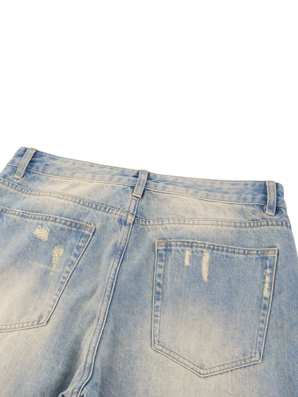"HANSBYH" Sun Fade Raw Hem Denim Jeans